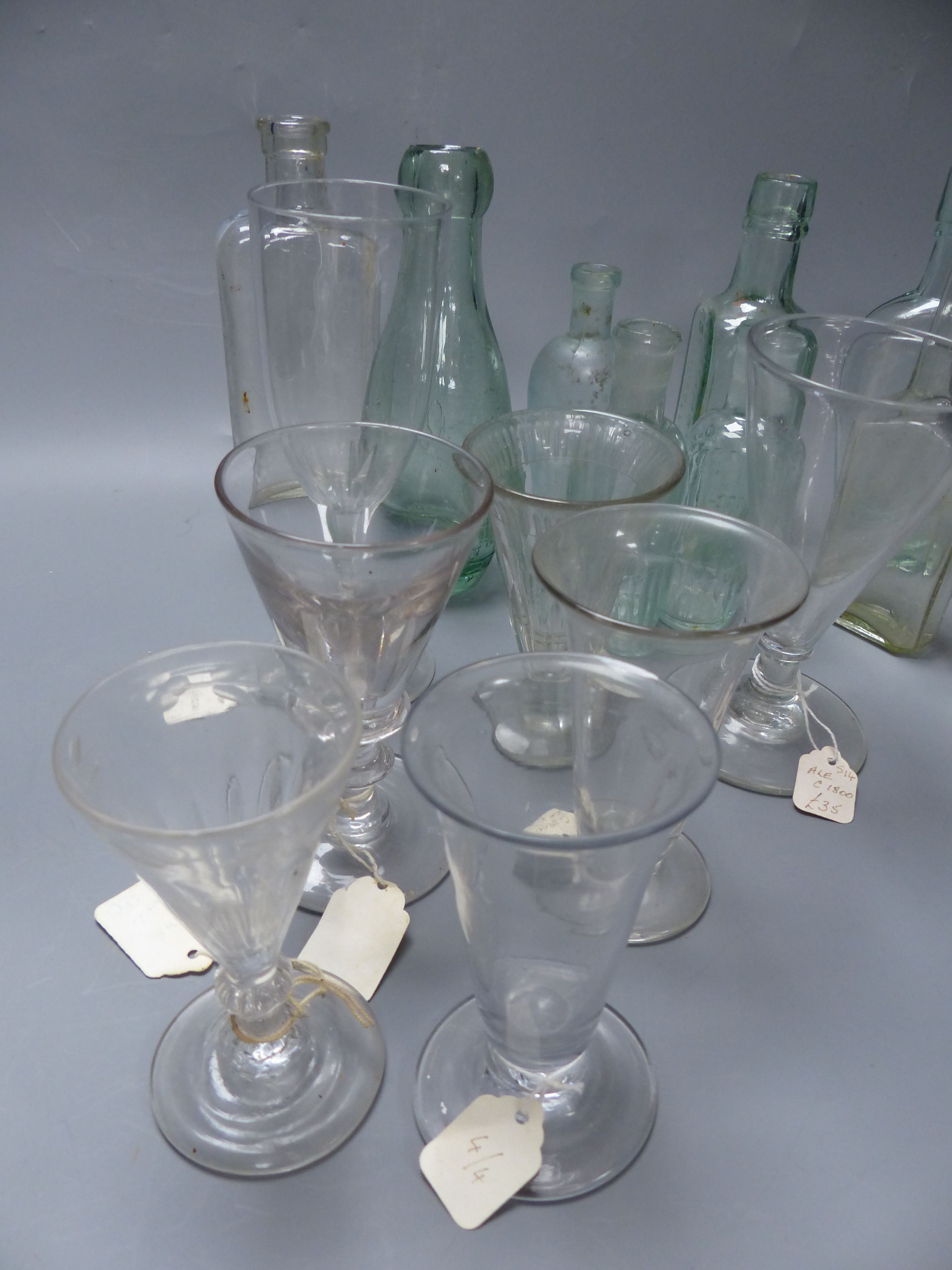 A collection of glasses and bottles, 19th century and later